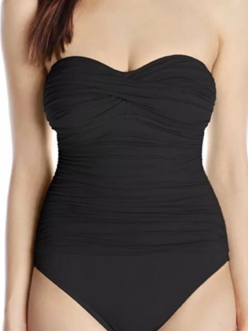 La Blanca Black Strapless Ruched One-Piece Swimsuit